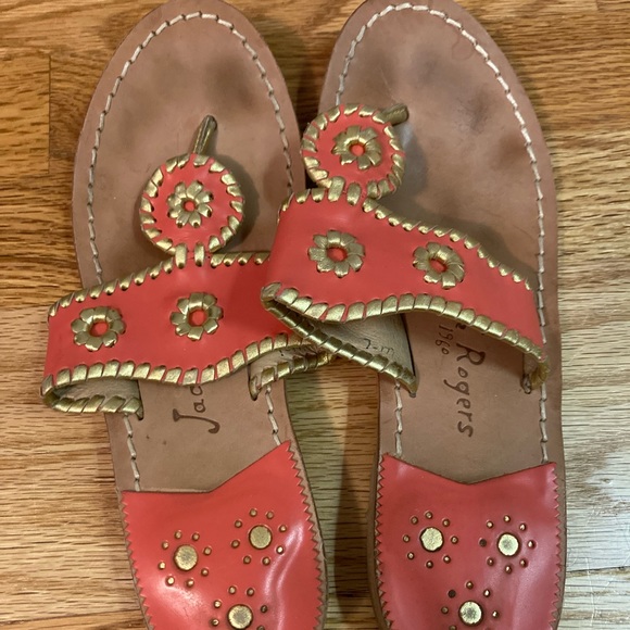 Coral and gold Jack Rogers Sandals Size 7 - Picture 1 of 3